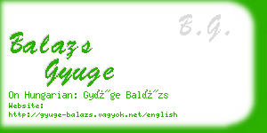 balazs gyuge business card